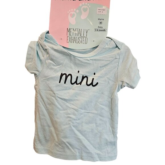 Mama & Mini Mentally Exhausted Mommy Baby T-Shirts Set Mama M Baby 3-6 Months - Picture 5 of 6